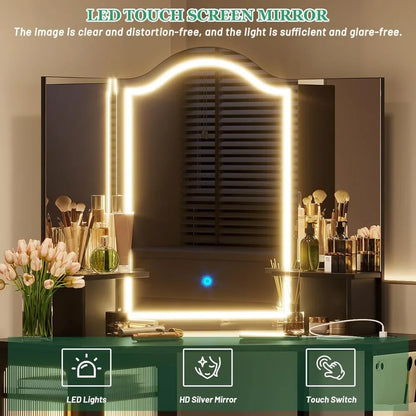 Charming Makeup Vanity with Charging Station
