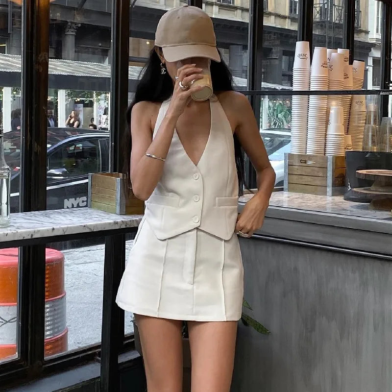 Skirt and Vest Women 2 Piece Sets