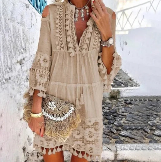 Boho Embroidered Lace Dress