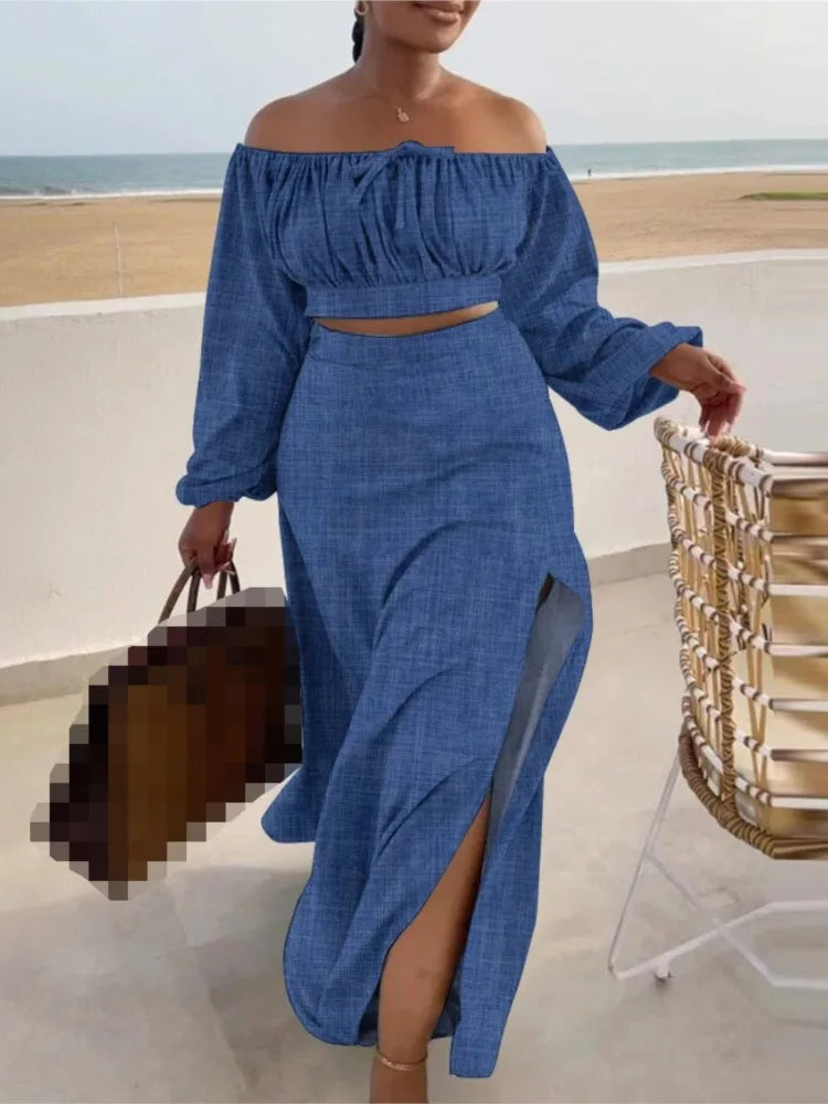 Chic Off Shoulder Skirt Set