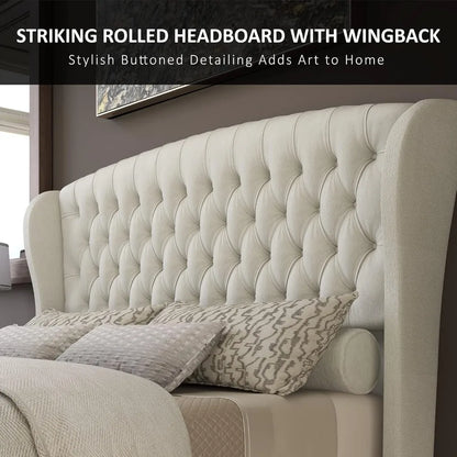 Chenille Upholstered Sleigh Bed
