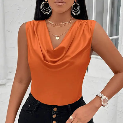 Draped Satin Tank Top