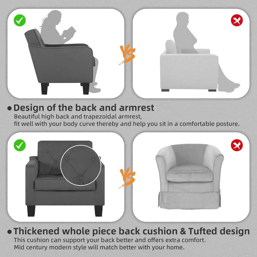 Tufted Club Chairs Set of 2,