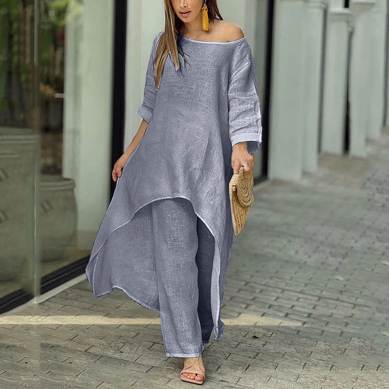 Vibrant Linen Pants Suit