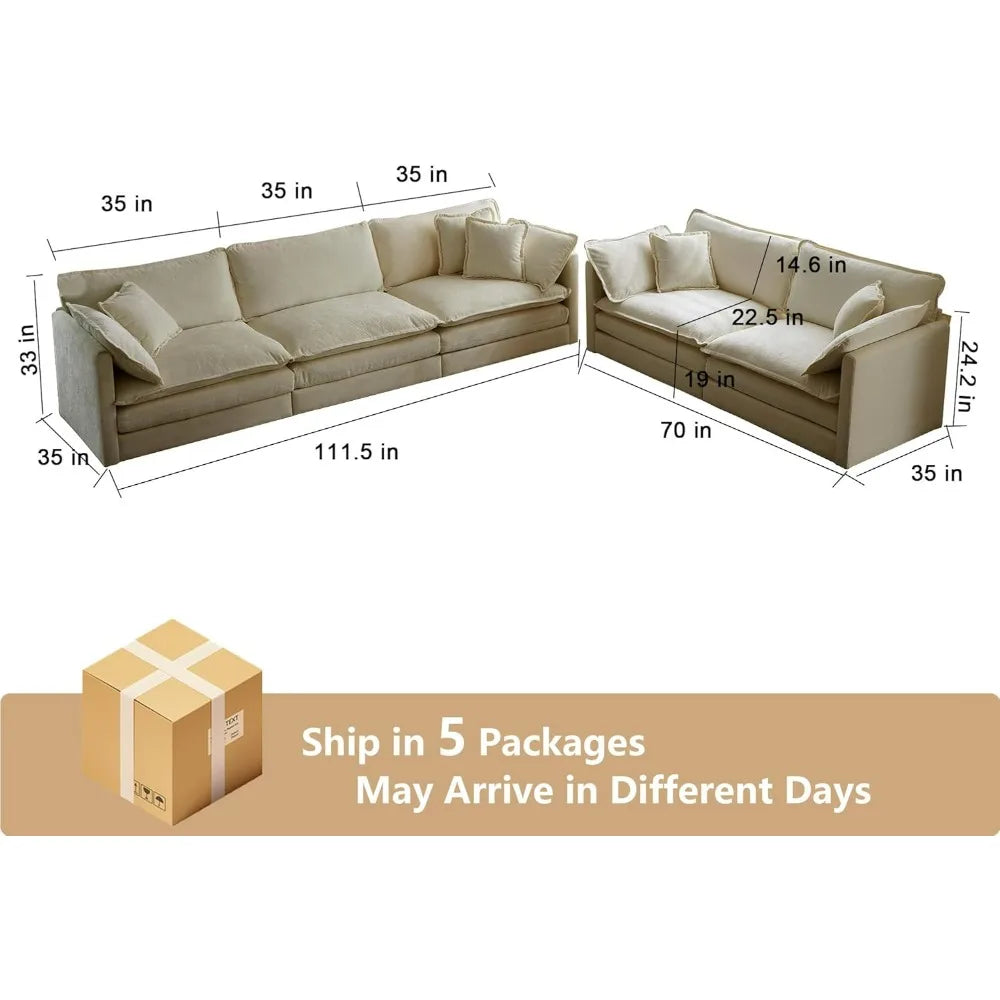 2 Piece Chenille Sofa Set