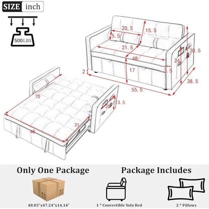 Modern Velvet Sleeper Sofa With USB