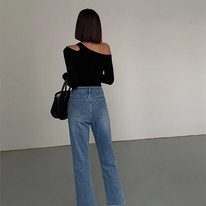 Off-shoulder Long-sleeved Tee