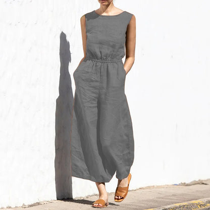 Linen Sleeveless Jumpsuit