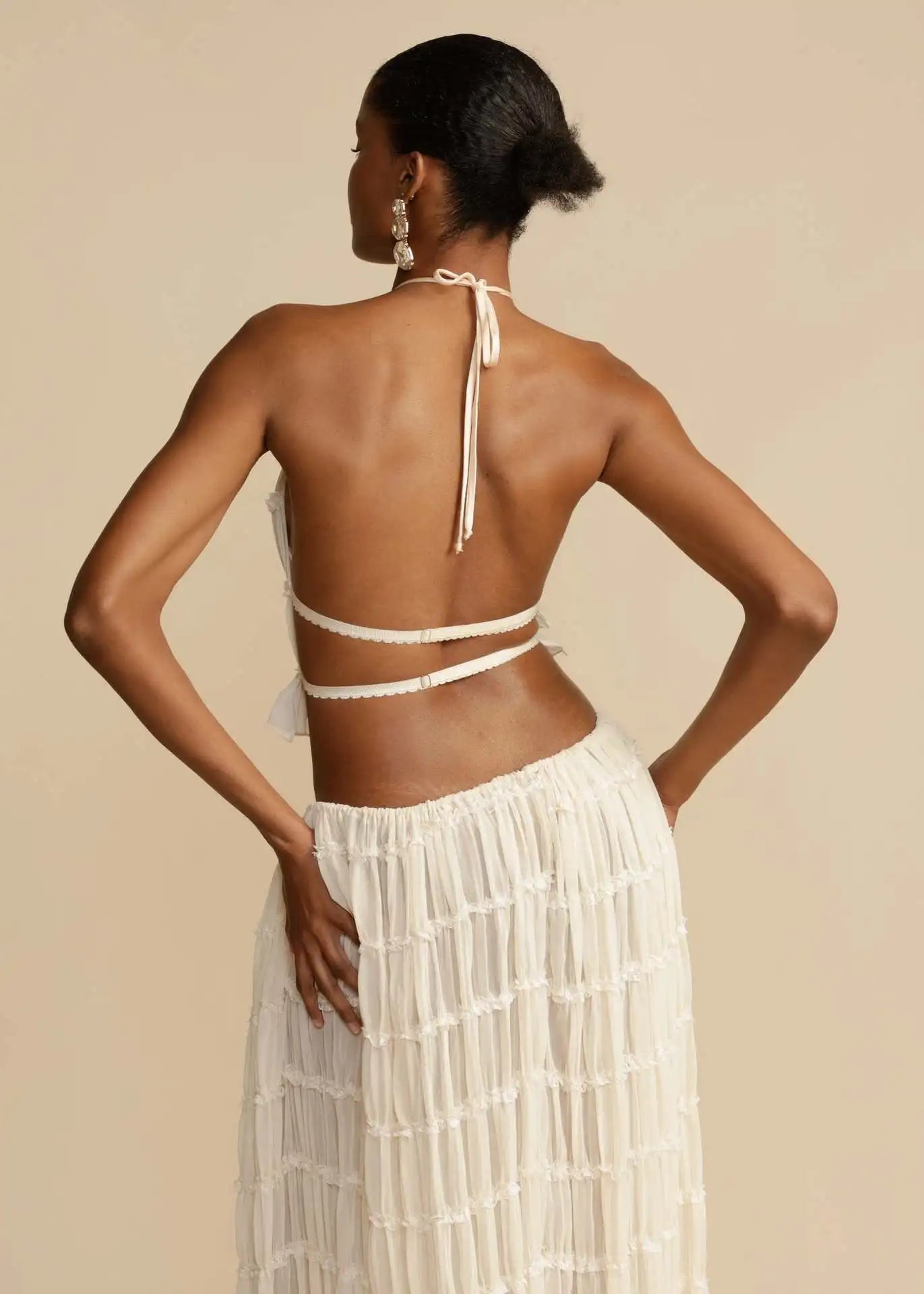 Ruched Halter Skirt Set