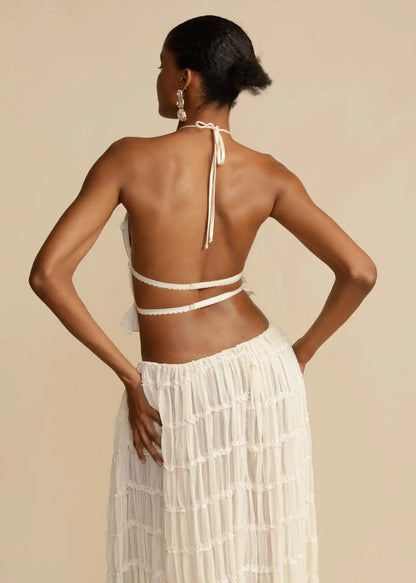 Ruched Halter Skirt Set