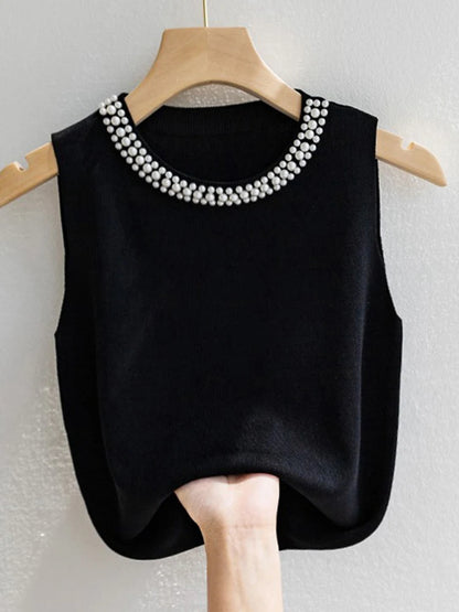 Beaded Collar Sweater Tank
