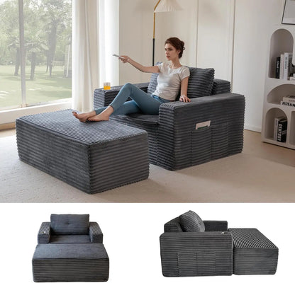 Comfy Oversized Chaise Lounge with Pillows