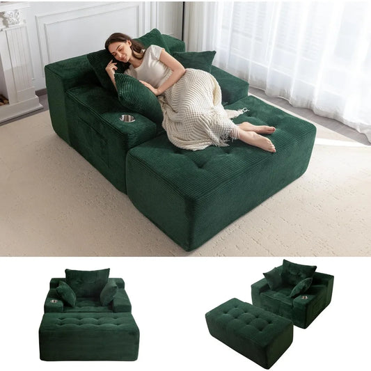 Comfy Oversized Chaise Lounge with Pillows