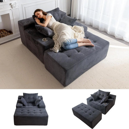 Comfy Oversized Chaise Lounge with Pillows