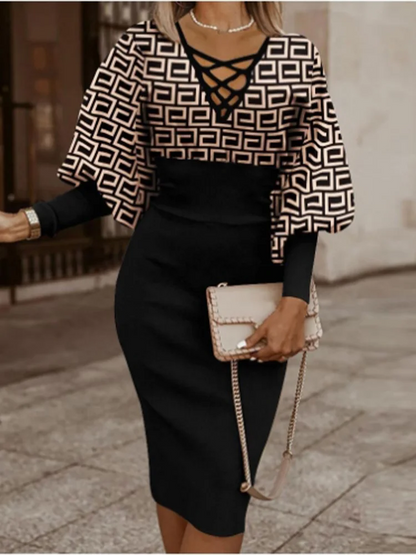 Geometric High Waist Dress