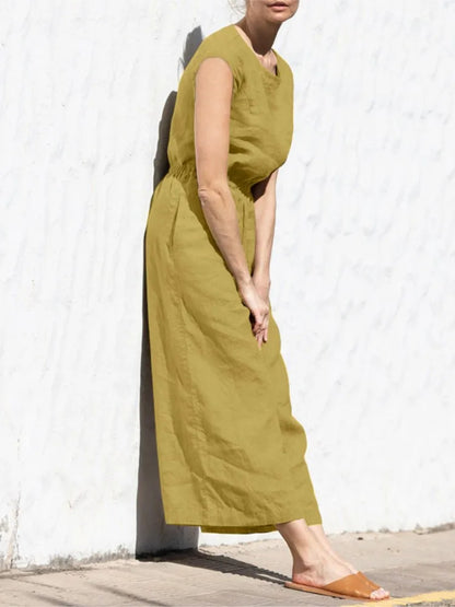 Linen Sleeveless Jumpsuit