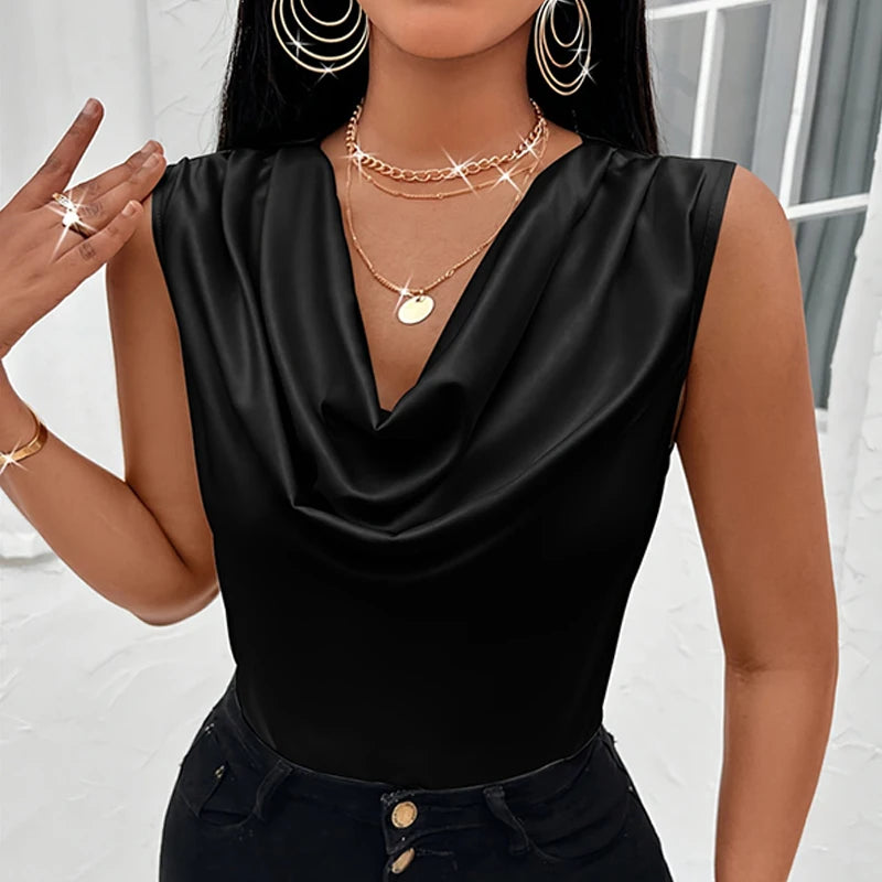 Draped Satin Tank Top