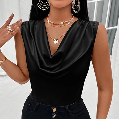 Draped Satin Tank Top