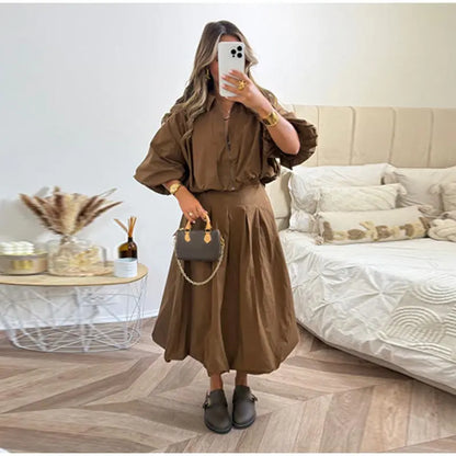 Linen Blend Zip Crop Top & Pleated Skirt ( Sold Separately)