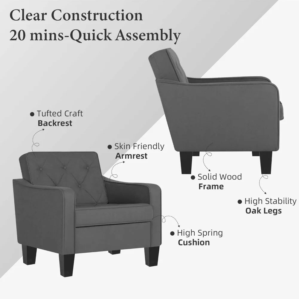 Tufted Club Chairs Set of 2,
