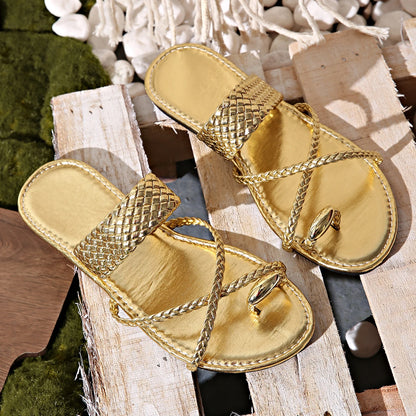 Gold Ring Toe Sandals