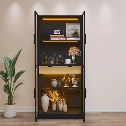 Curio Display Cabinet with Glass Doors