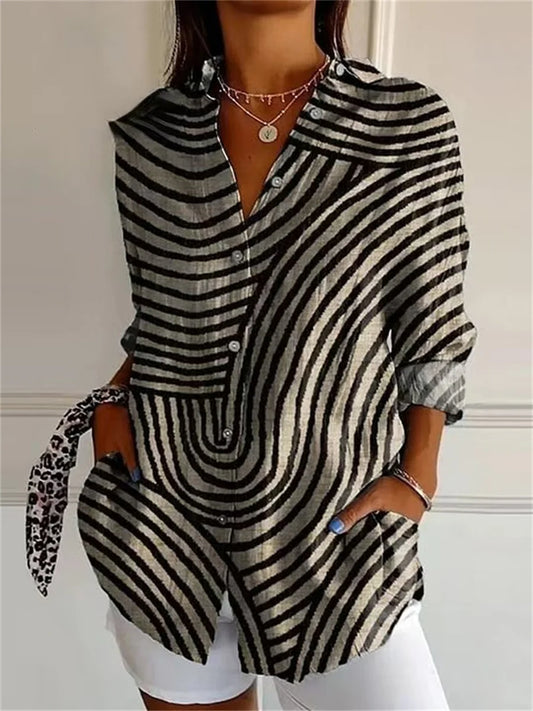 Chic Printed Button Down Blouse