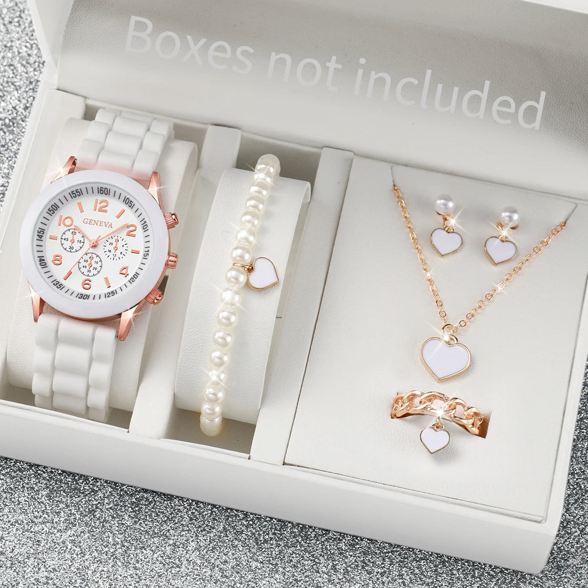 Heart & Pearls Accessory Set / Quartz Watch Trio