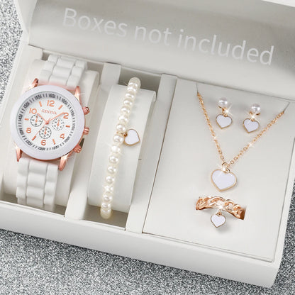 Heart & Pearls Accessory Set / Quartz Watch Trio