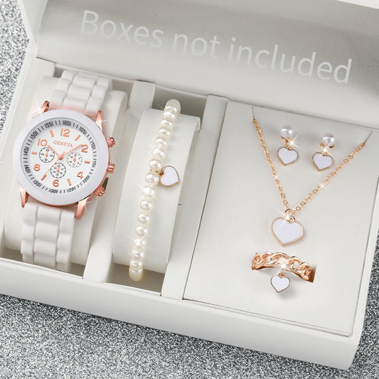 Heart & Pearls Accessory Set / Quartz Watch Trio