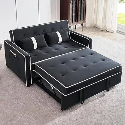 2 PC Pull Out Sofa Bed with Adjustable Backrest