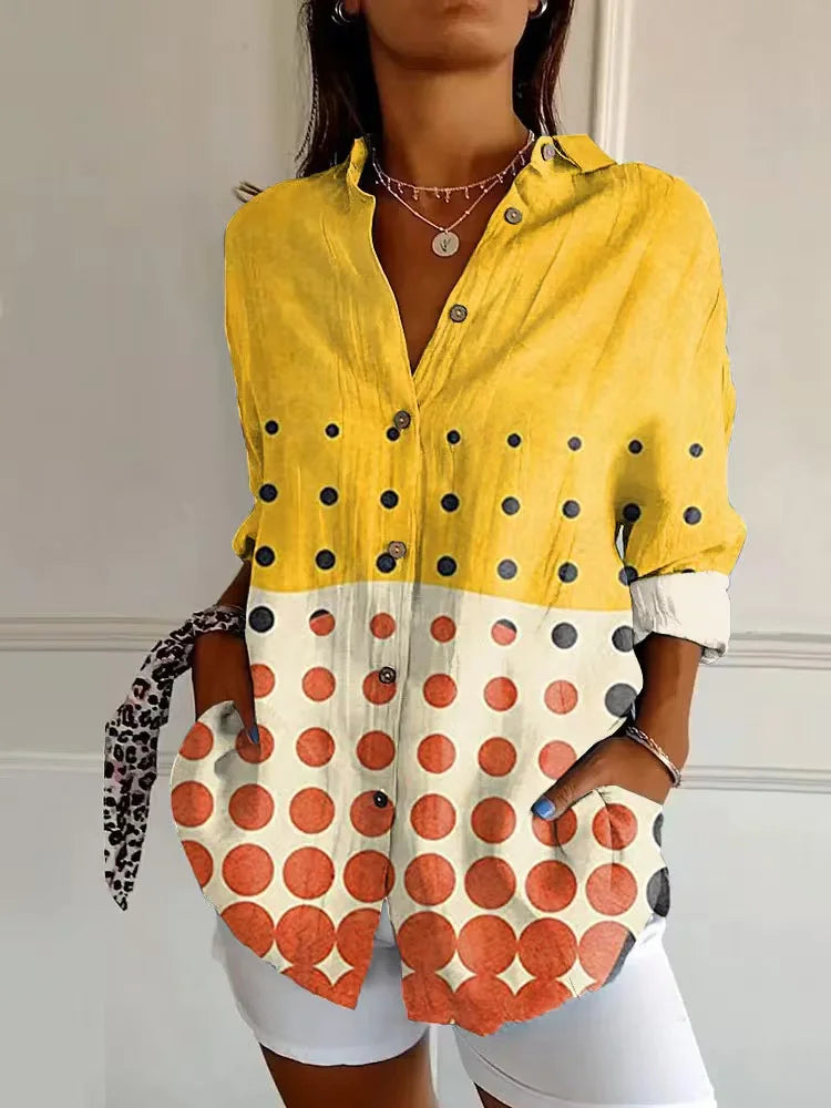 Chic Printed Button Down Blouse