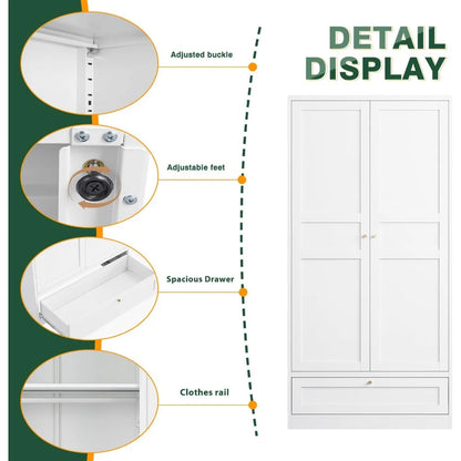 Metal Wardrobe Closet,72" H