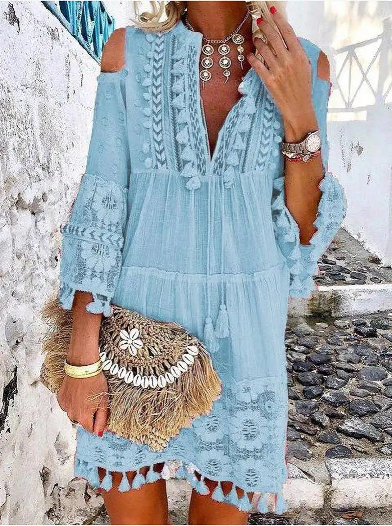 Boho Embroidered Lace Dress