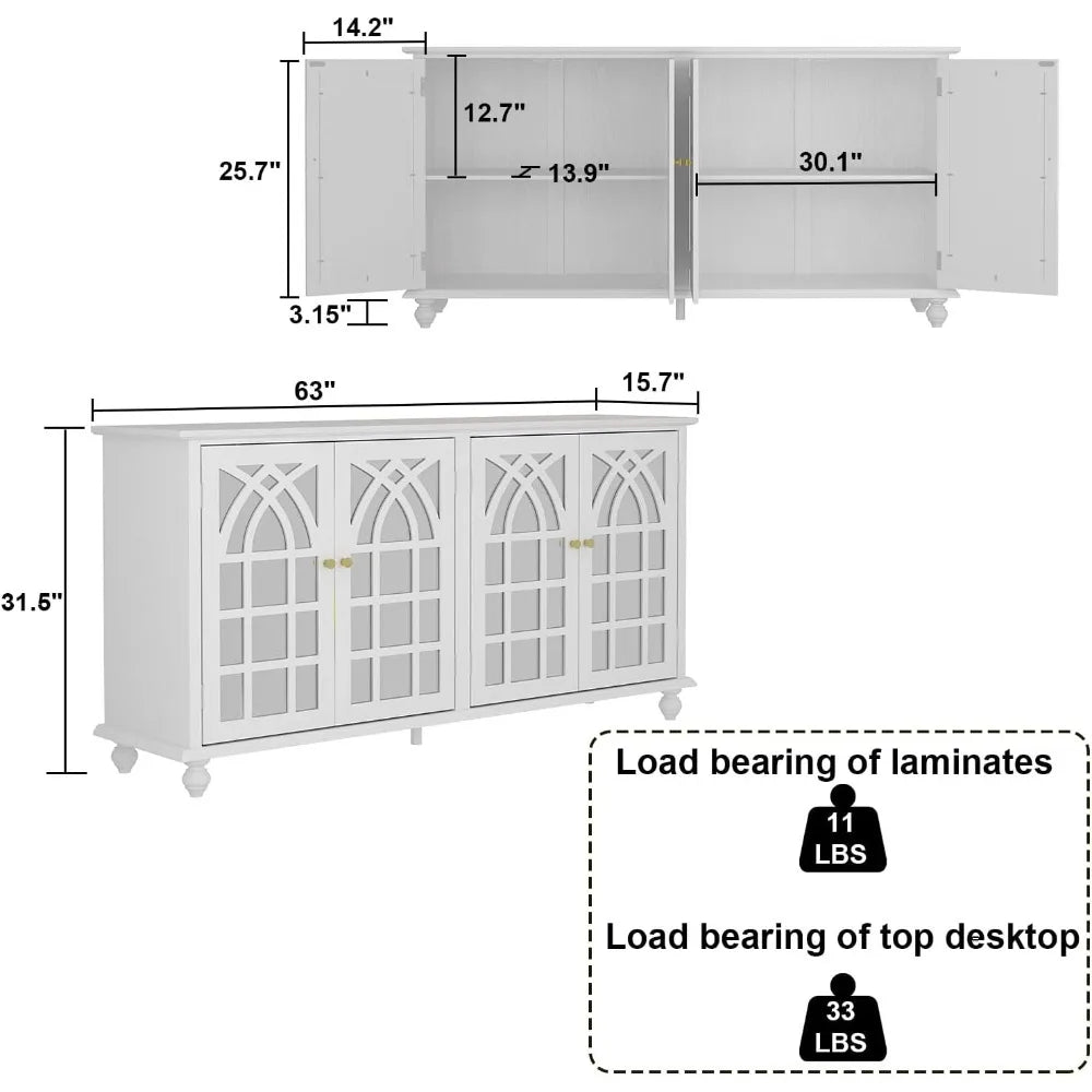 Sideboard Buffet Cabinet with Mirror Doors