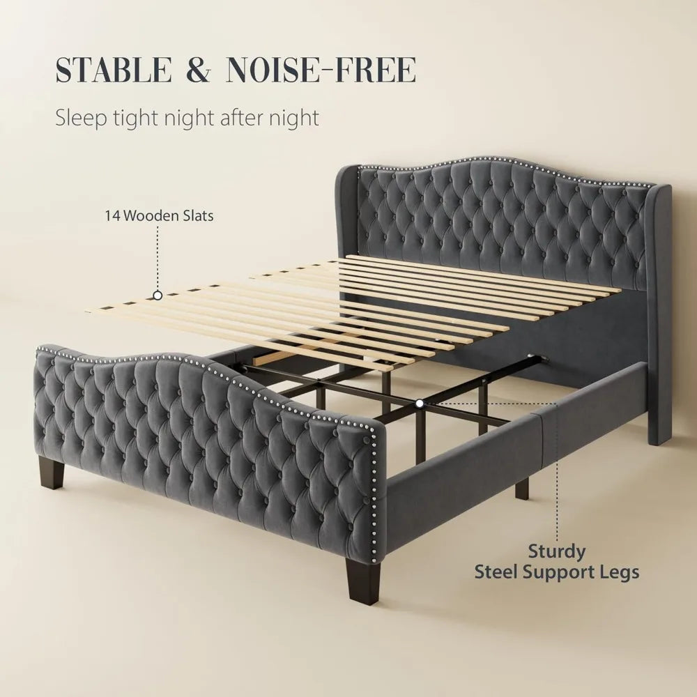 Luxury Tufted King Platform Bed