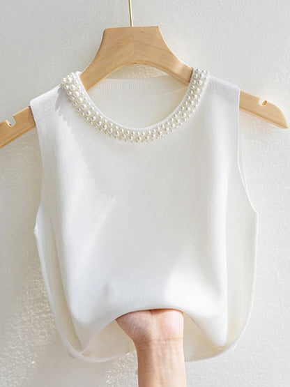 Beaded Collar Sweater Tank
