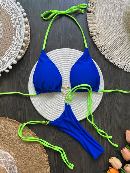 Solid Triangle Thong Swimwear