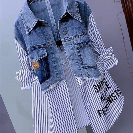 One Piece Denim Jacket & Shirt Combo