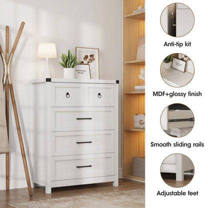 5 Drawer Chest of Drawers with Metal Handles  41'' Tall