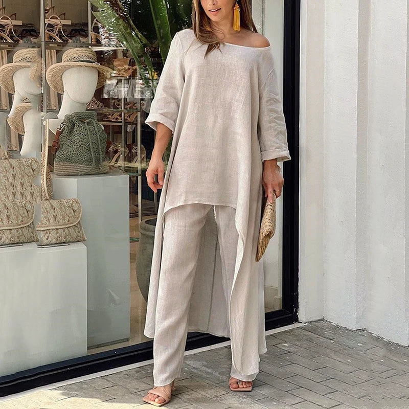 Vibrant Linen Pants Suit
