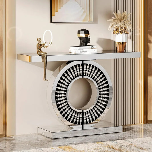 Entryway Table with Sparkling Crystal Inlays