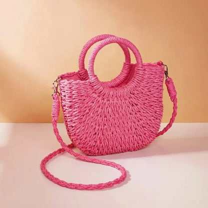 Handwoven Rattan Beach Handbag Large Capacity