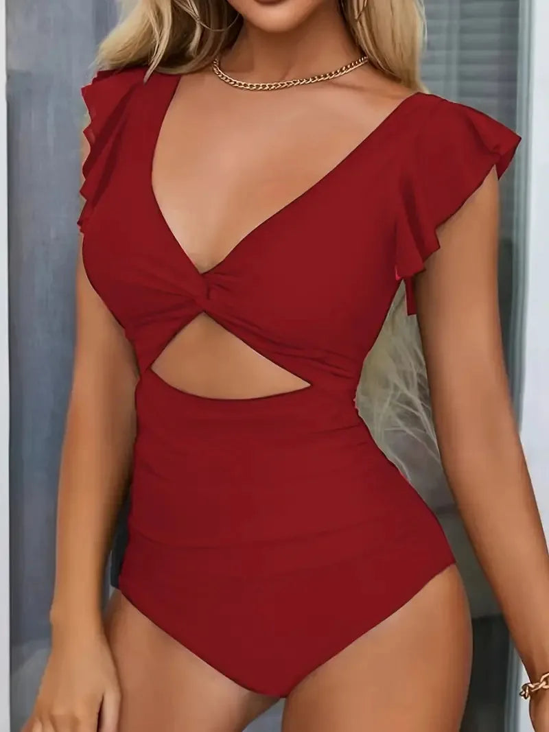 Ruffle Sleeved Swimsuit