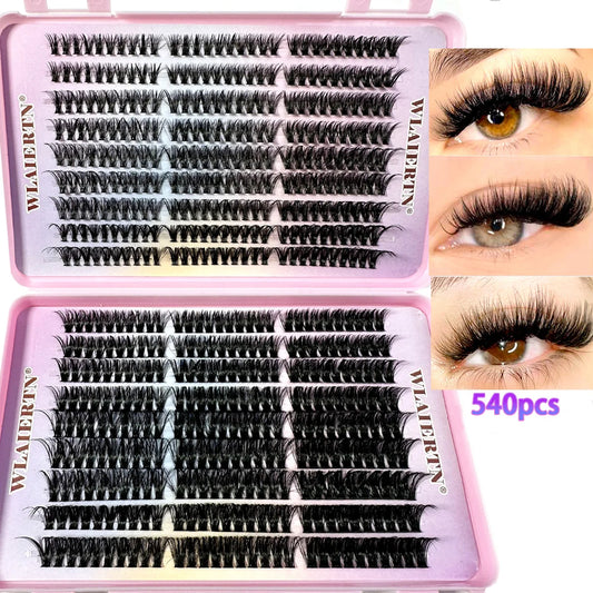 Faux Mink Eyelashes 540Cluster C Curled 9-16mm