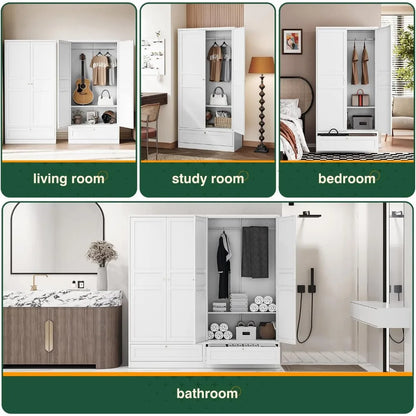 Metal Wardrobe Closet,72" H