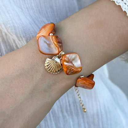 Starfish & Conch Shell Pendant Necklace