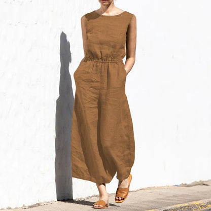 Linen Sleeveless Jumpsuit