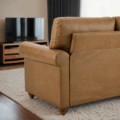 Faux Leather Sofa with Rolled Arms