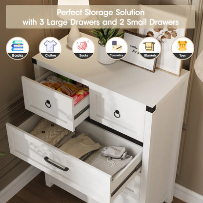 5 Drawer Chest of Drawers with Metal Handles  41'' Tall
